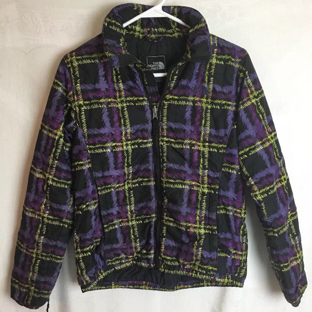 North Face Womens Small Black Puffer Jacket Coat Purple Ladies Winter Bubble Ski